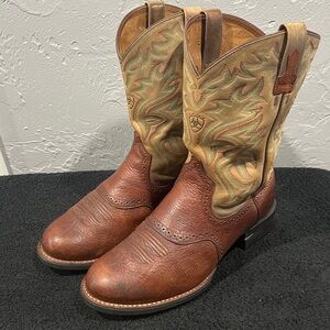 🔥🔥 Men's ARIAT Heritage Crepe Brown Western Cowboy Work Boot Size 10EE - EUC
